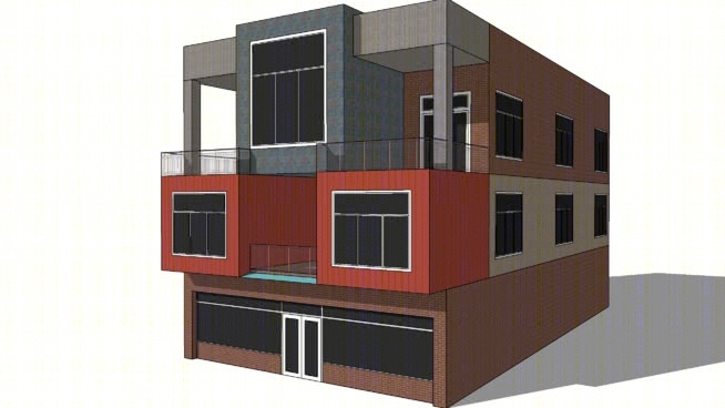 小型混合建筑SU模型下载【ID:130189165】