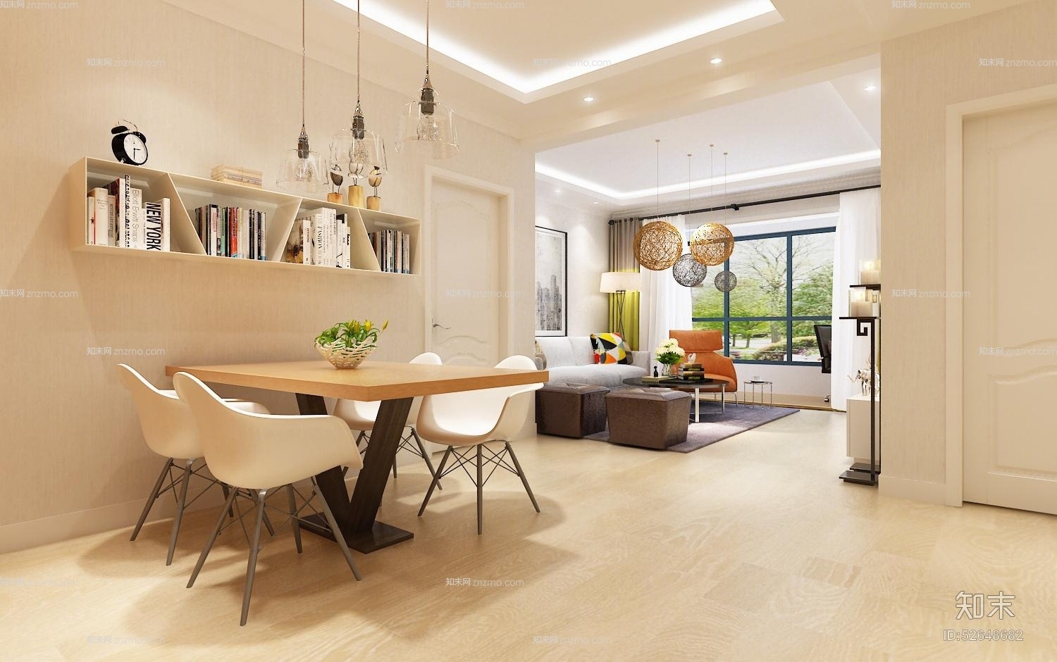 北欧铁艺吊灯3D模型下载【ID:52648682】