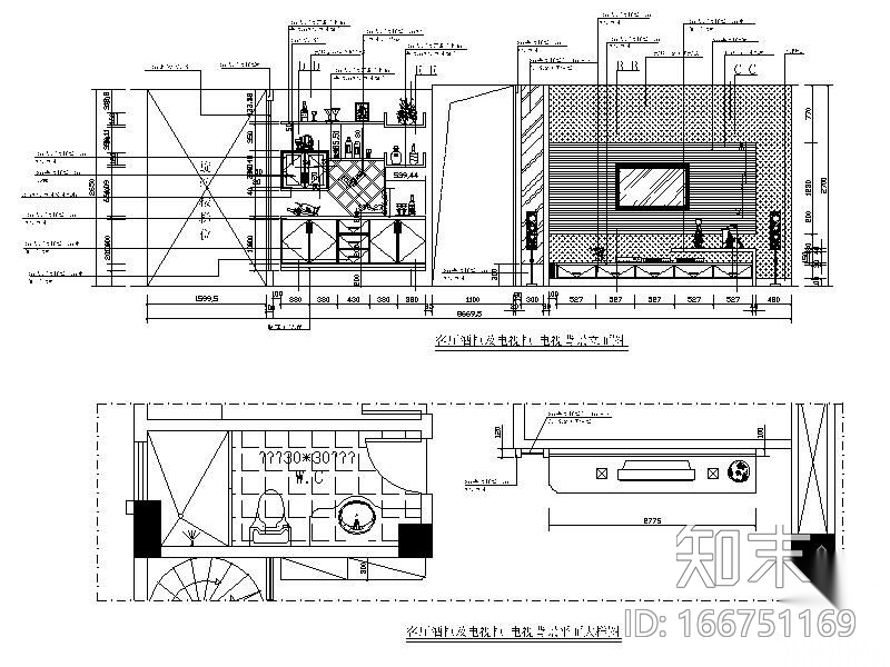 现代客厅电视背景墙详图cad施工图下载【ID:166751169】