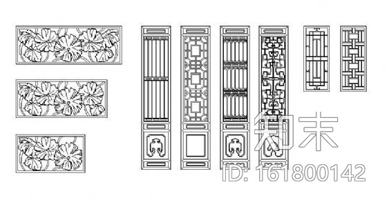 古建筑门窗及花园围墙图块多例施工图下载【ID:161800142】