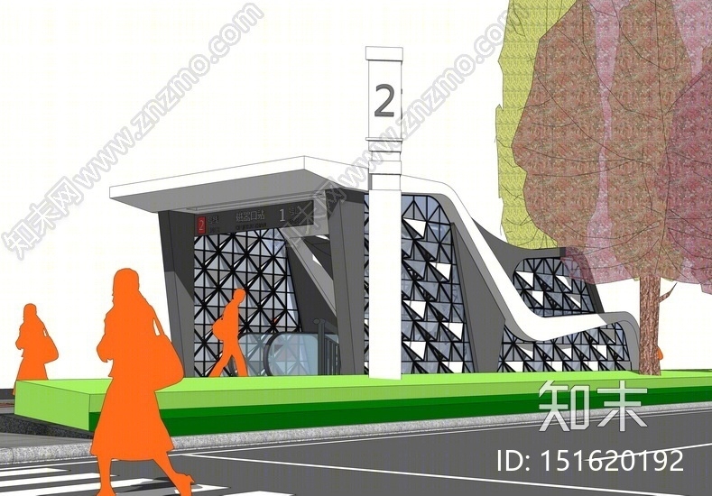 现代地铁站SU模型下载【ID:151620192】