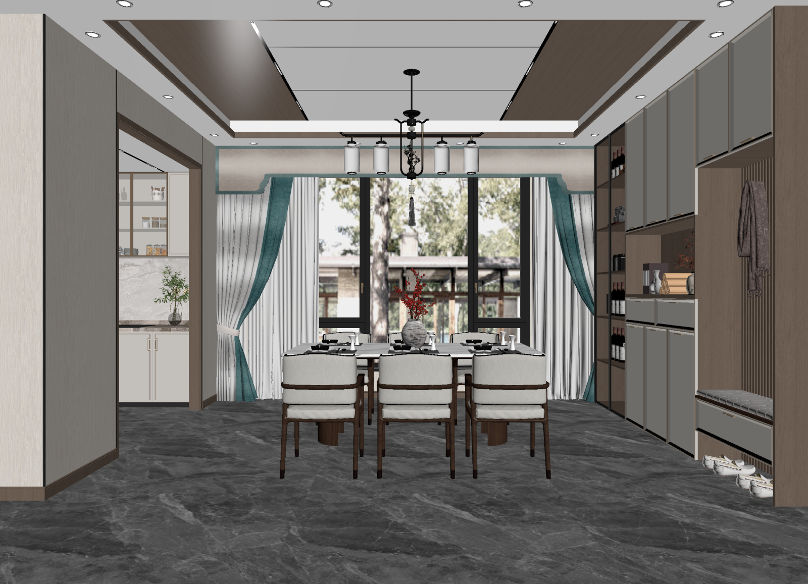 新中式家居餐厅3D模型下载【ID:1214828116】