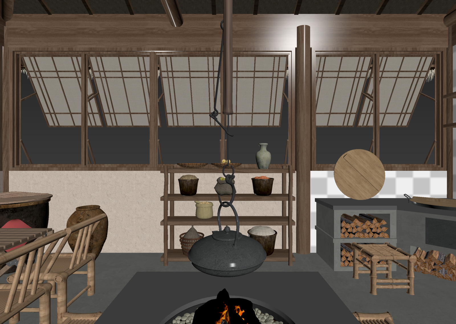 原木茶室3D模型下载【ID:1214763303】