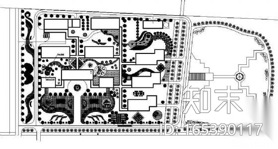 某敬老院绿地规划总平面图施工图下载【ID:165390117】