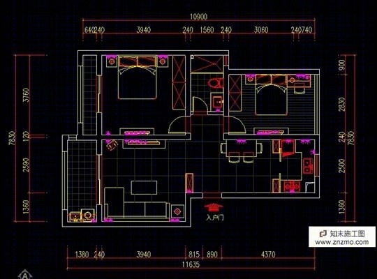 一套小户型施工图加柜体立面图施工图下载【ID:56908750】