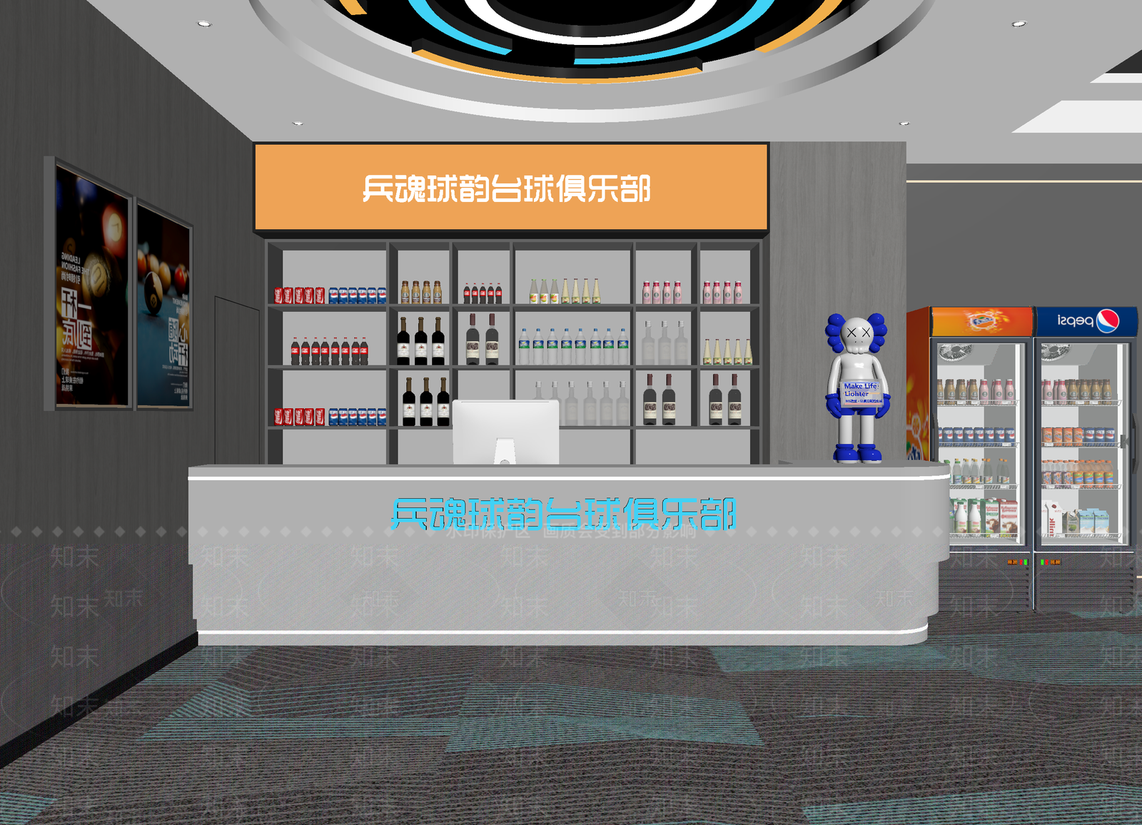 现代台球室3D模型下载【ID:1215108147】