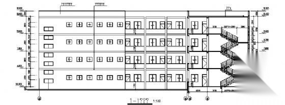 张家港市民工子弟学校某四层办公楼建筑施工图cad施工图下载【ID:151434102】