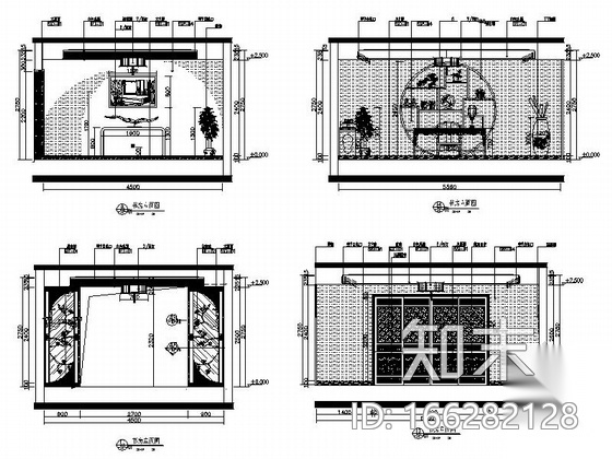 [四川]高端典雅新中式风格三层别墅样板间室内装修施工...cad施工图下载【ID:166282128】