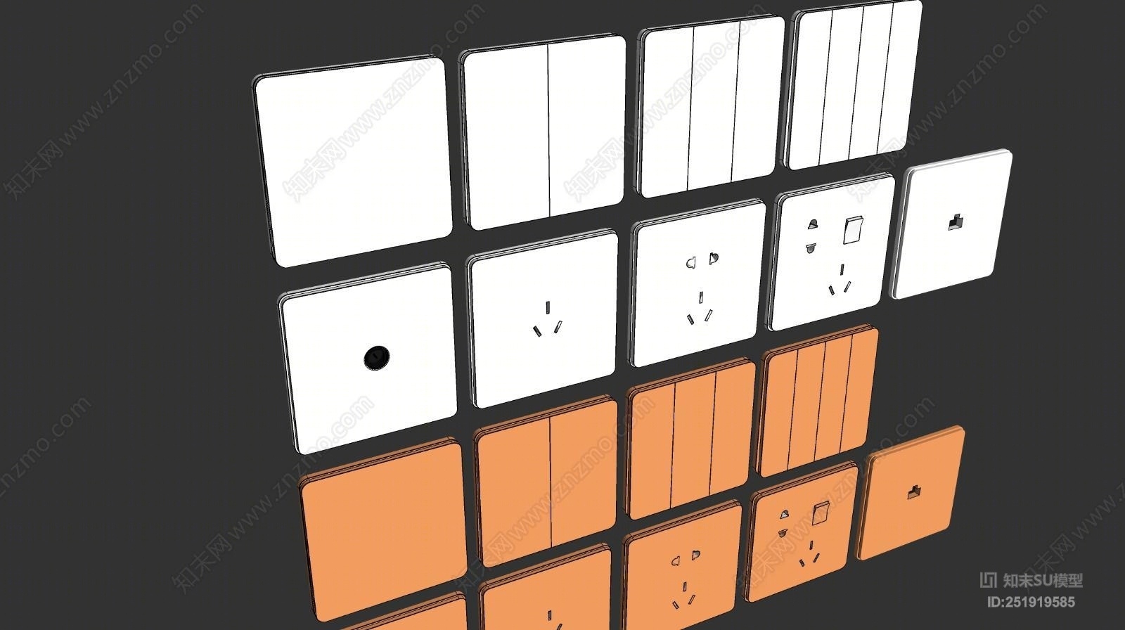 北欧风格开关SU模型下载【ID:251919585】