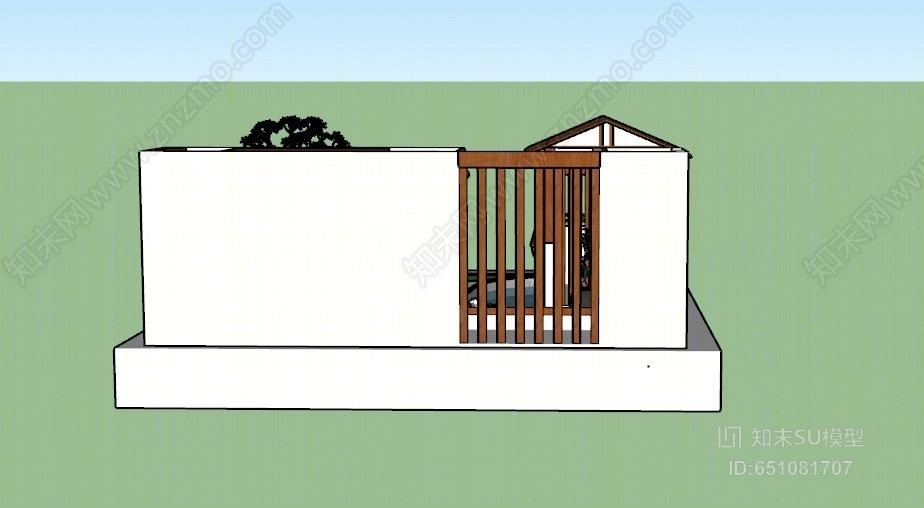 中式风格景观小建筑SU模型下载【ID:651081707】