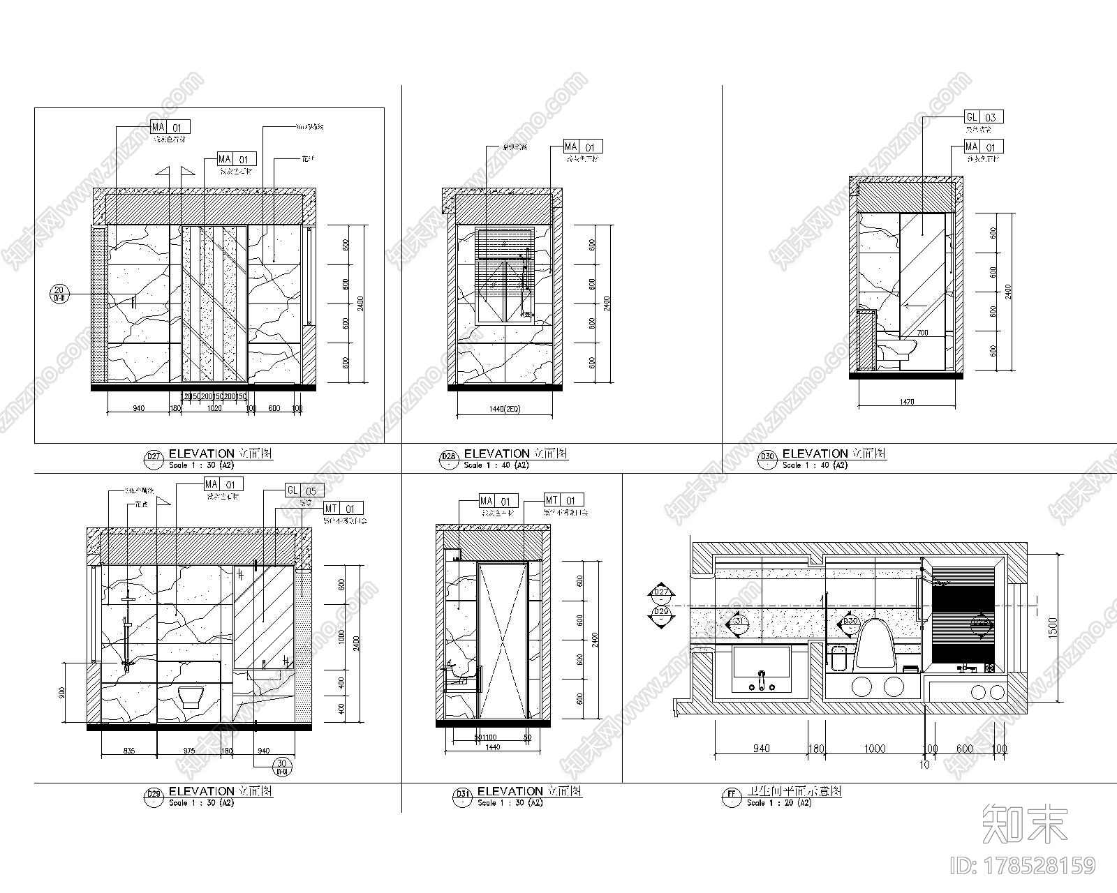 [广东]现代两居室室内装修施工图cad施工图下载【ID:178528159】