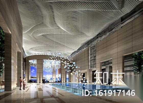 [三亚]游艇主题酒店大堂施工图（含效果）cad施工图下载【ID:161917146】