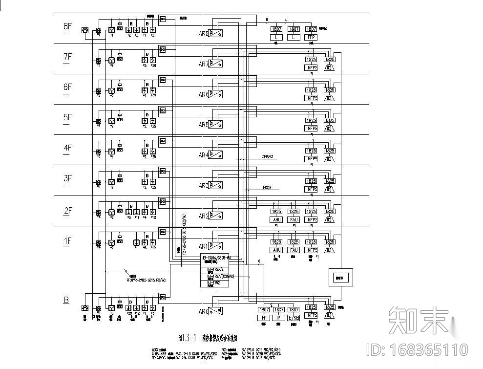 消防报警及联动系统图cad施工图下载【ID:168365110】