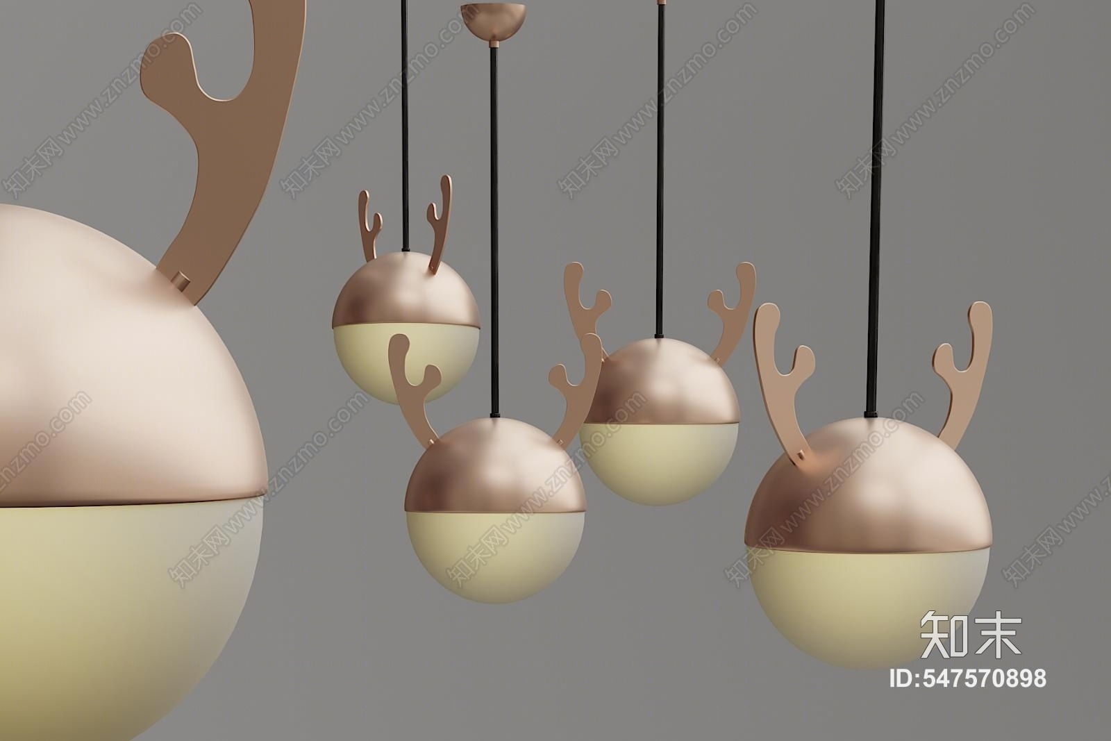 现代麋鹿造型吊灯3D模型下载【ID:547570898】