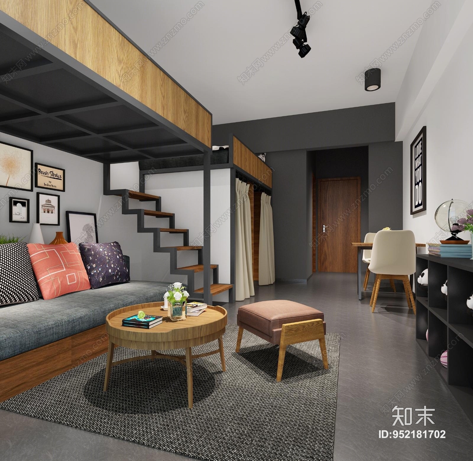 工业风单身公寓3D模型下载【ID:952181702】