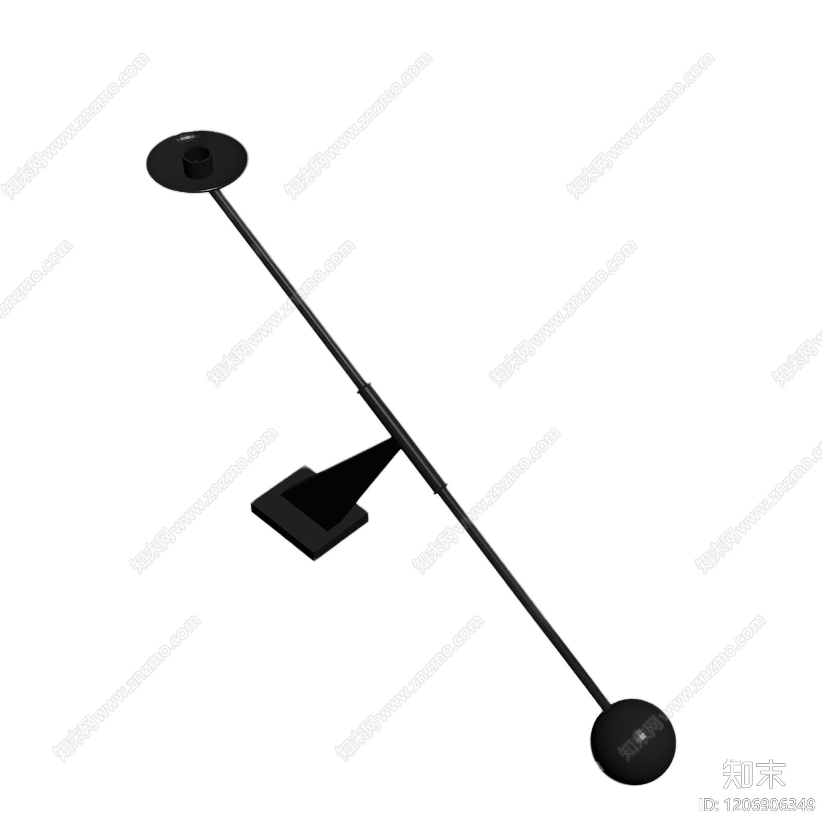 黑色平衡烛台雕塑3D模型下载【ID:1206906349】