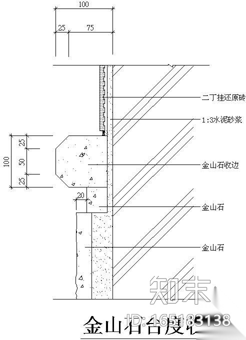 某金山石台度收边节点构造详图cad施工图下载【ID:165183138】