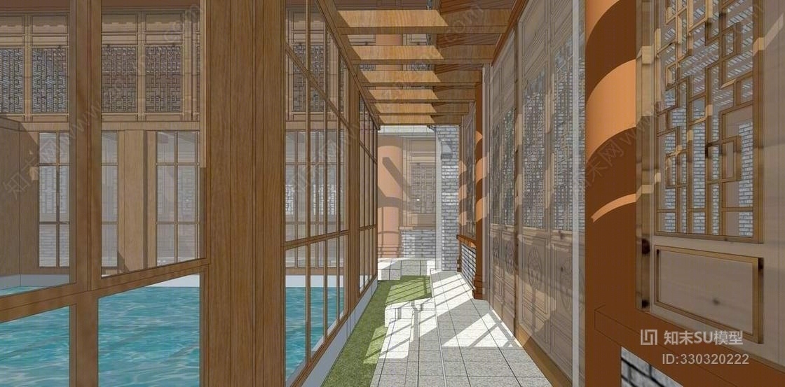 中式四合院SU模型下载【ID:330320222】