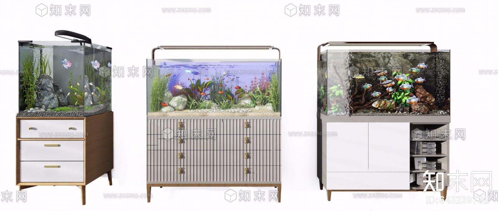 现代生态鱼缸3D模型下载【ID:643239732】
