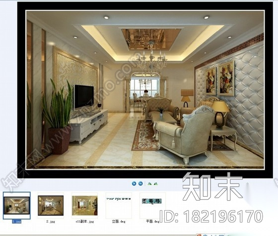 [株洲]某雅苑小区三室两厅装修图（含效果图）cad施工图下载【ID:182196170】