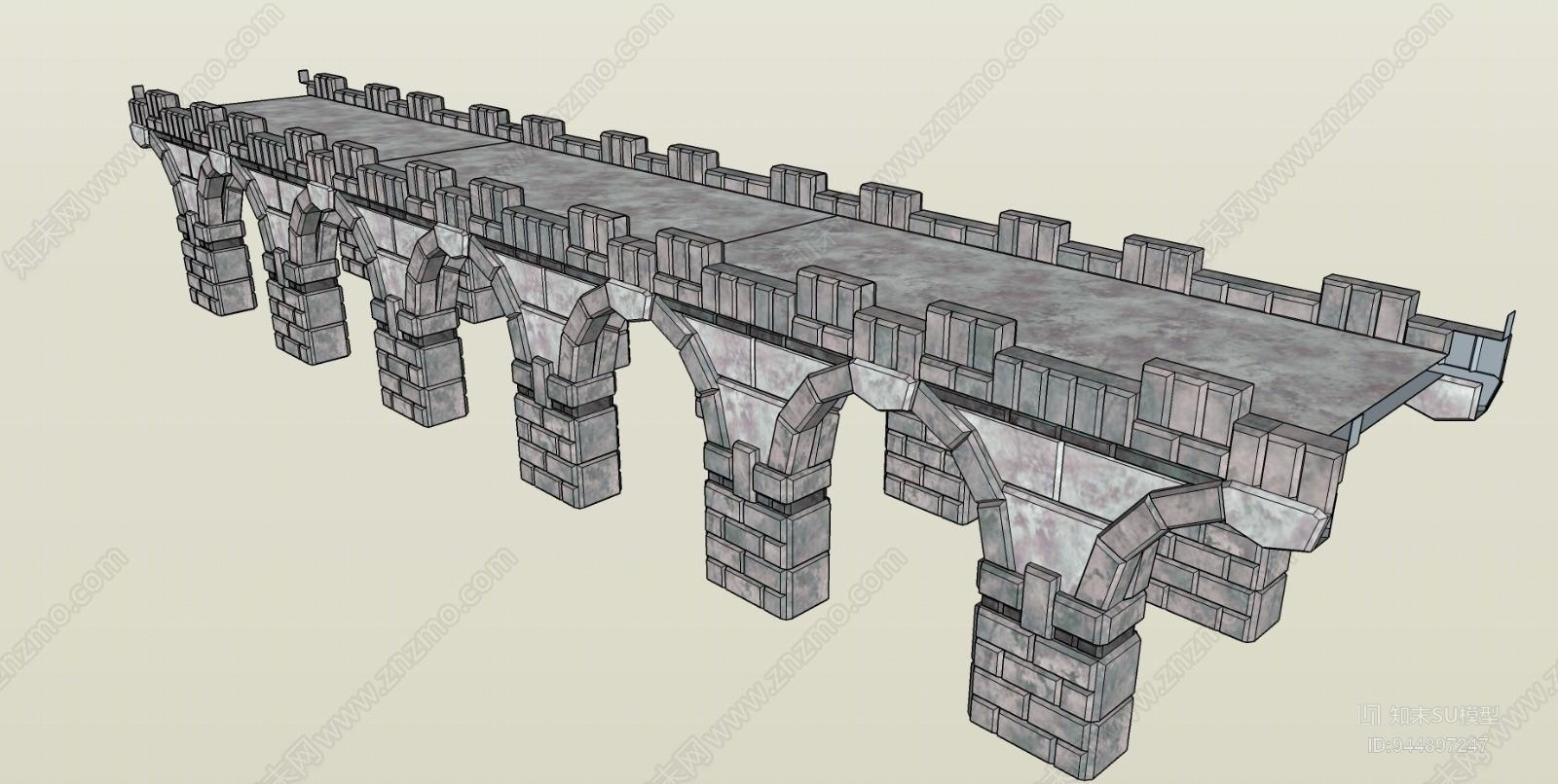 现代风格户外建筑石桥SU模型下载【ID:944897247】