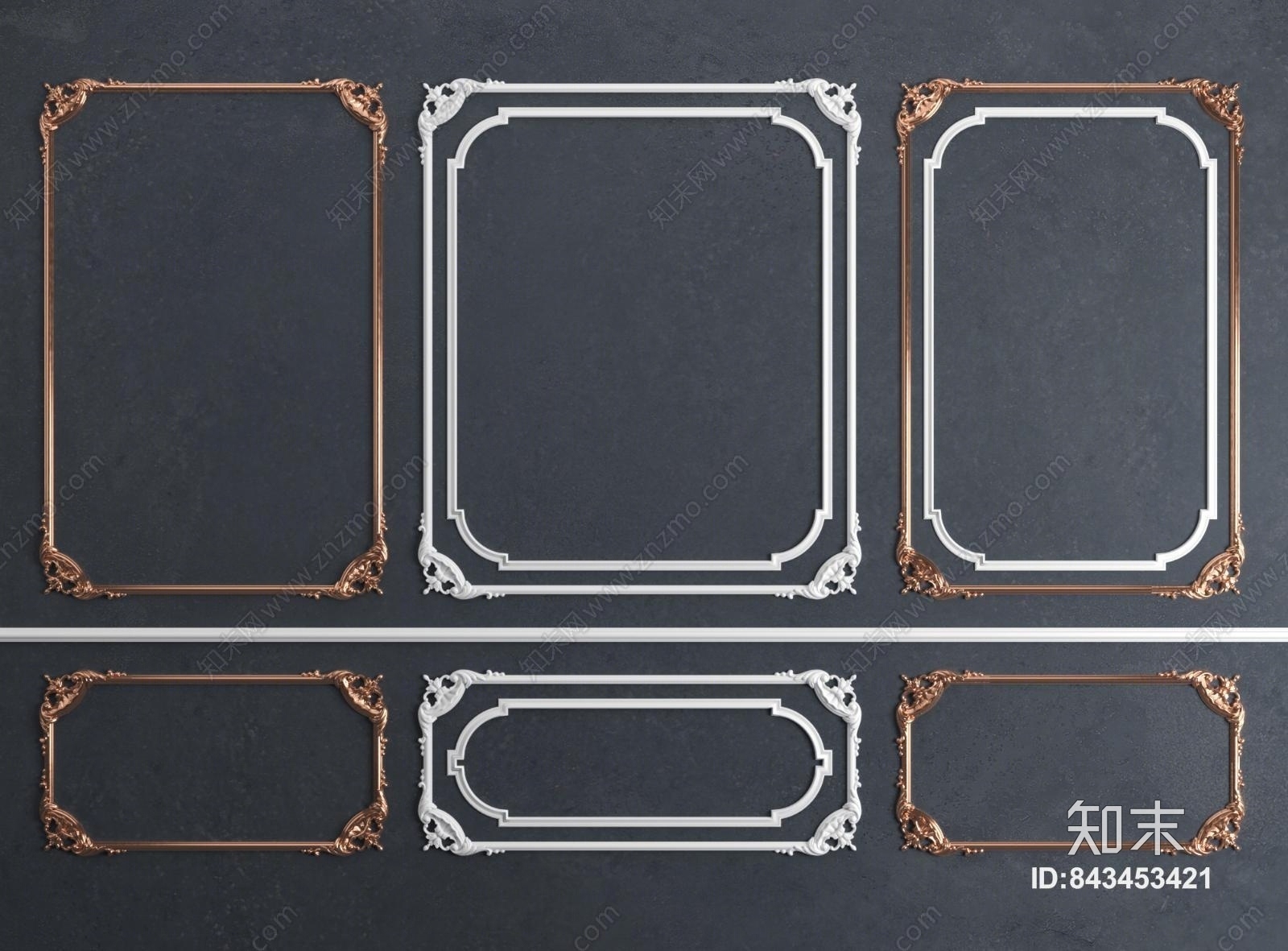 欧式古典石膏线条3D模型下载【ID:843453421】