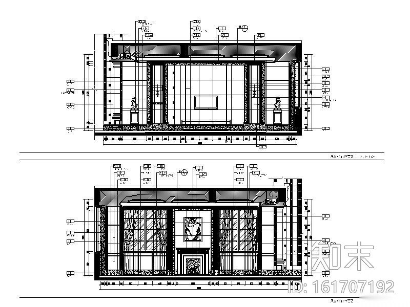 新中式奢华别墅装修设计施工图（含效果图）cad施工图下载【ID:161707192】