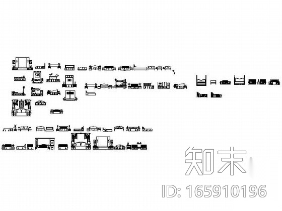 各式风格床立面CAD图块下载施工图下载【ID:165910196】