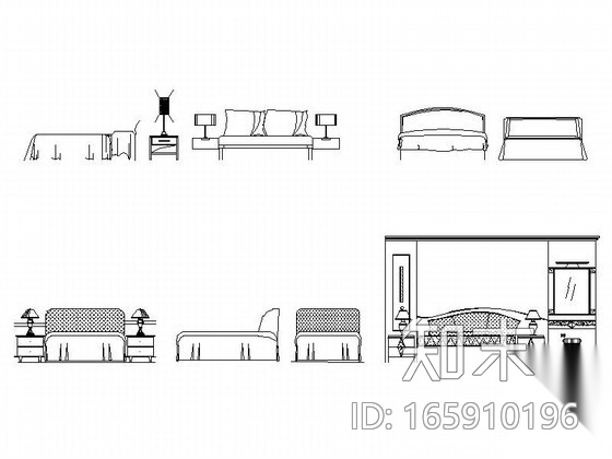 各式风格床立面CAD图块下载施工图下载【ID:165910196】