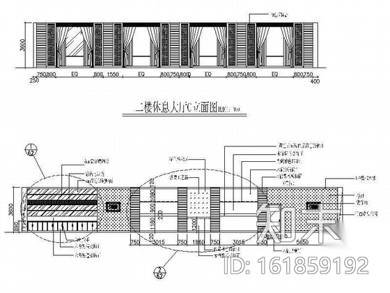 洗浴城休息大厅装修图cad施工图下载【ID:161859192】