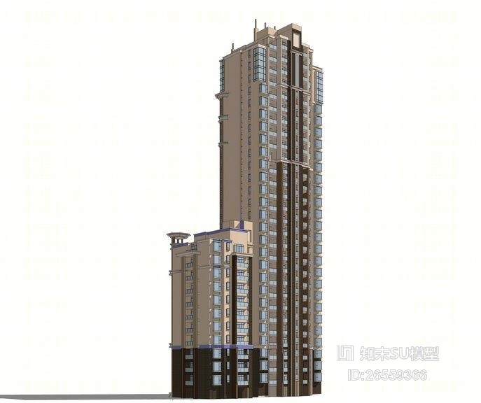 ArtDeco风格高层住宅SU模型下载【ID:26559366】