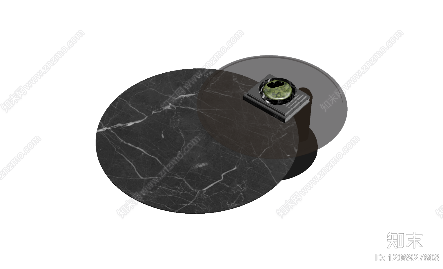 大理石茶几带装饰品3D模型下载【ID:1206927608】