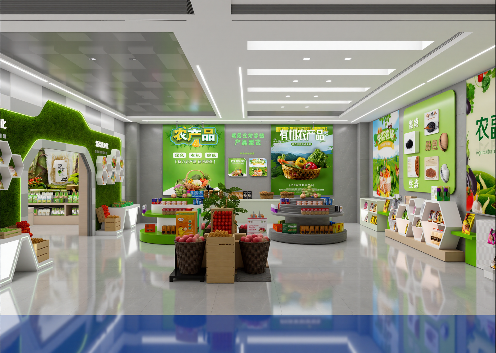 现代农产品展厅3D模型下载【ID:1214796998】