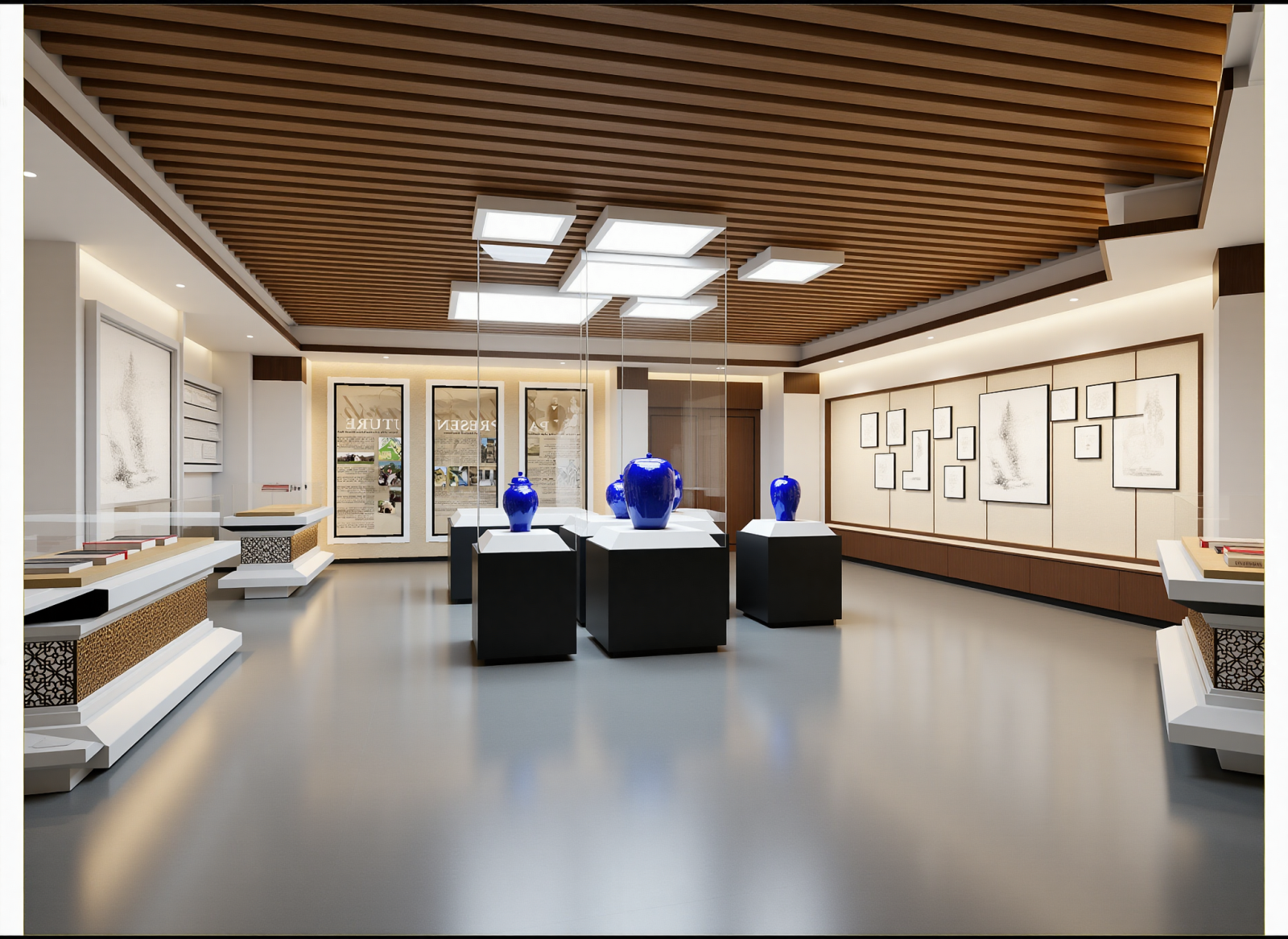 现代陶瓷展厅3D模型下载【ID:1214804087】