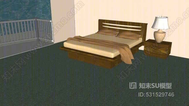 阳台酒店客房SU模型下载【ID:531529746】