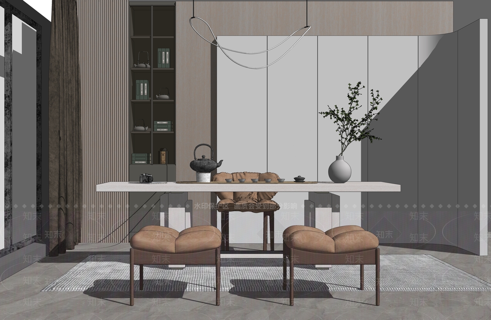 现代茶室SU模型下载【ID:196123255】
