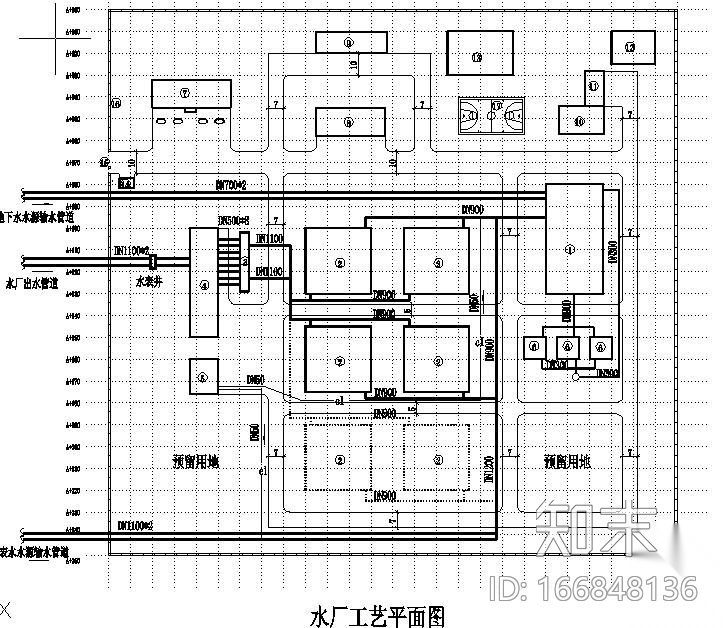 呼伦贝尔市某10万吨净水厂改扩建图纸（CAD）cad施工图下载【ID:166848136】