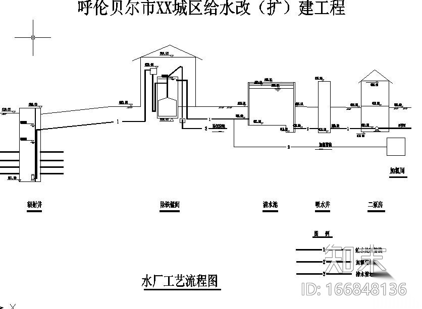 呼伦贝尔市某10万吨净水厂改扩建图纸（CAD）cad施工图下载【ID:166848136】