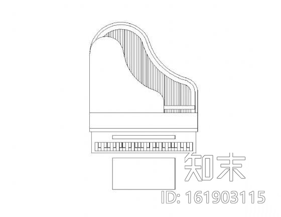 钢琴图块cad施工图下载【ID:161903115】