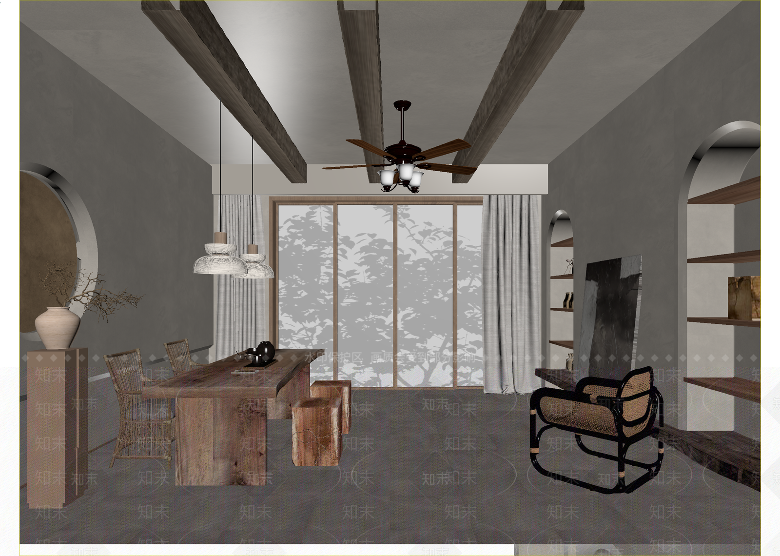 侘寂家居餐厅3D模型下载【ID:1215003314】