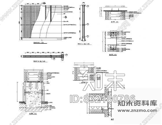 图块/节点石膏板隔墙详图cad施工图下载【ID:832180786】