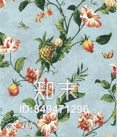 美式乡村田园碎花墙纸贴图下载【ID:849471296】