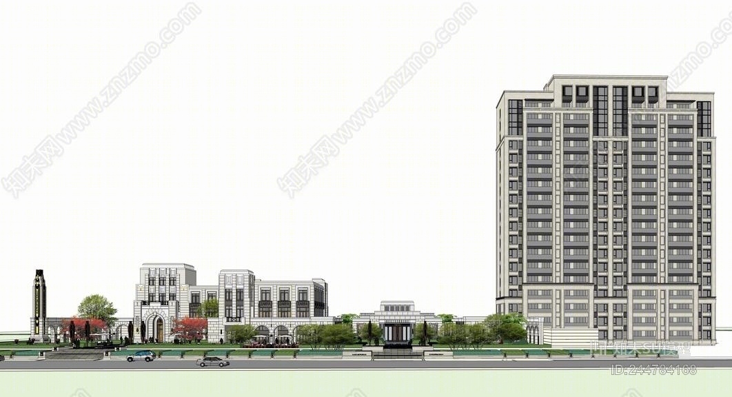 大都会风格示范区+住宅SU模型下载【ID:244784168】