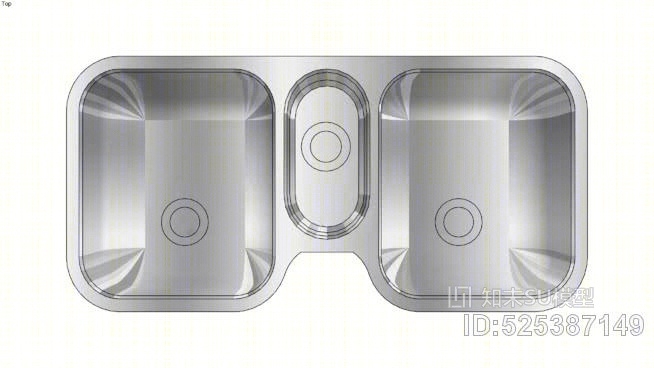现代不锈钢厨房水槽SU模型下载【ID:525387149】