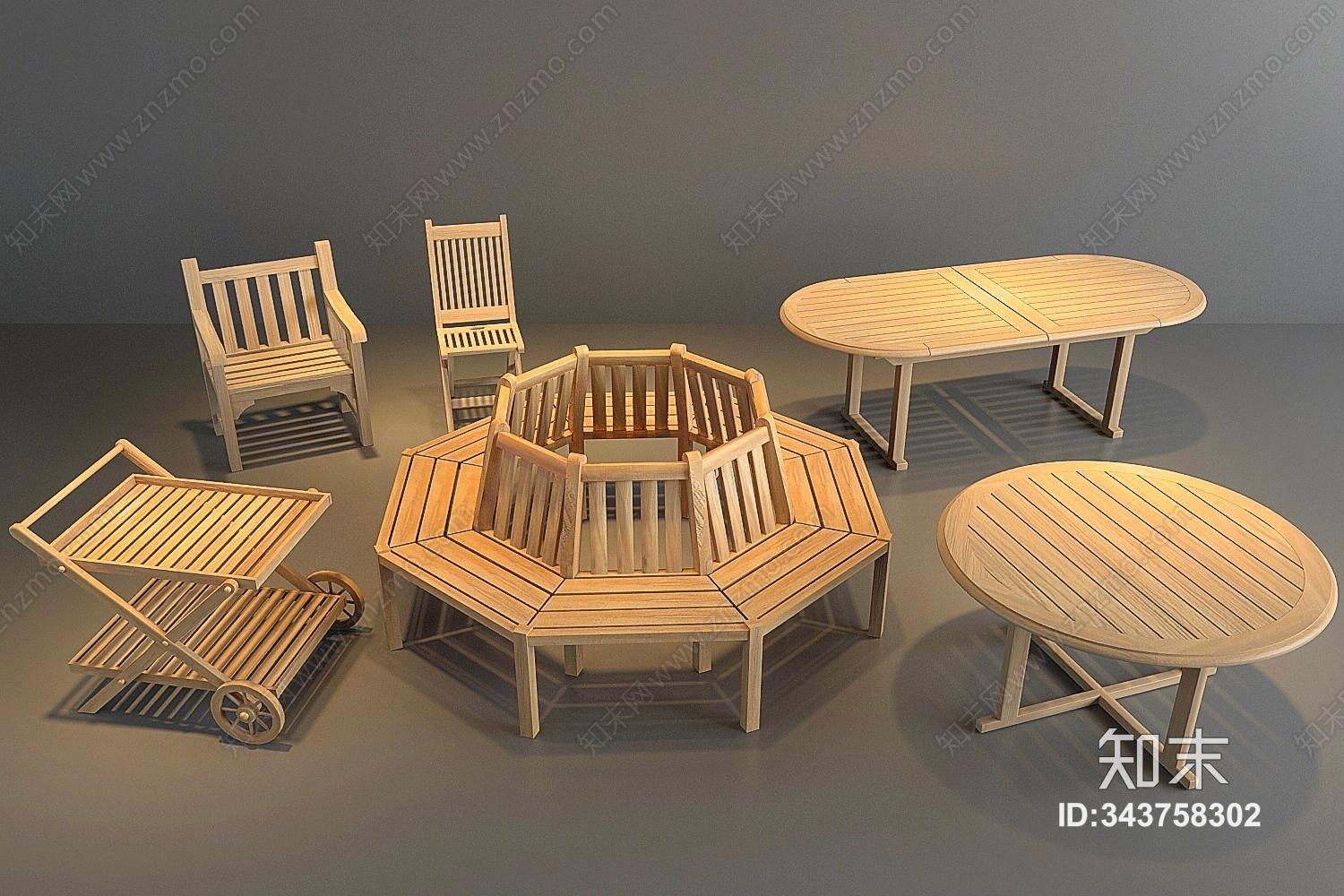 现代风格户外桌椅3D模型下载【ID:343758302】