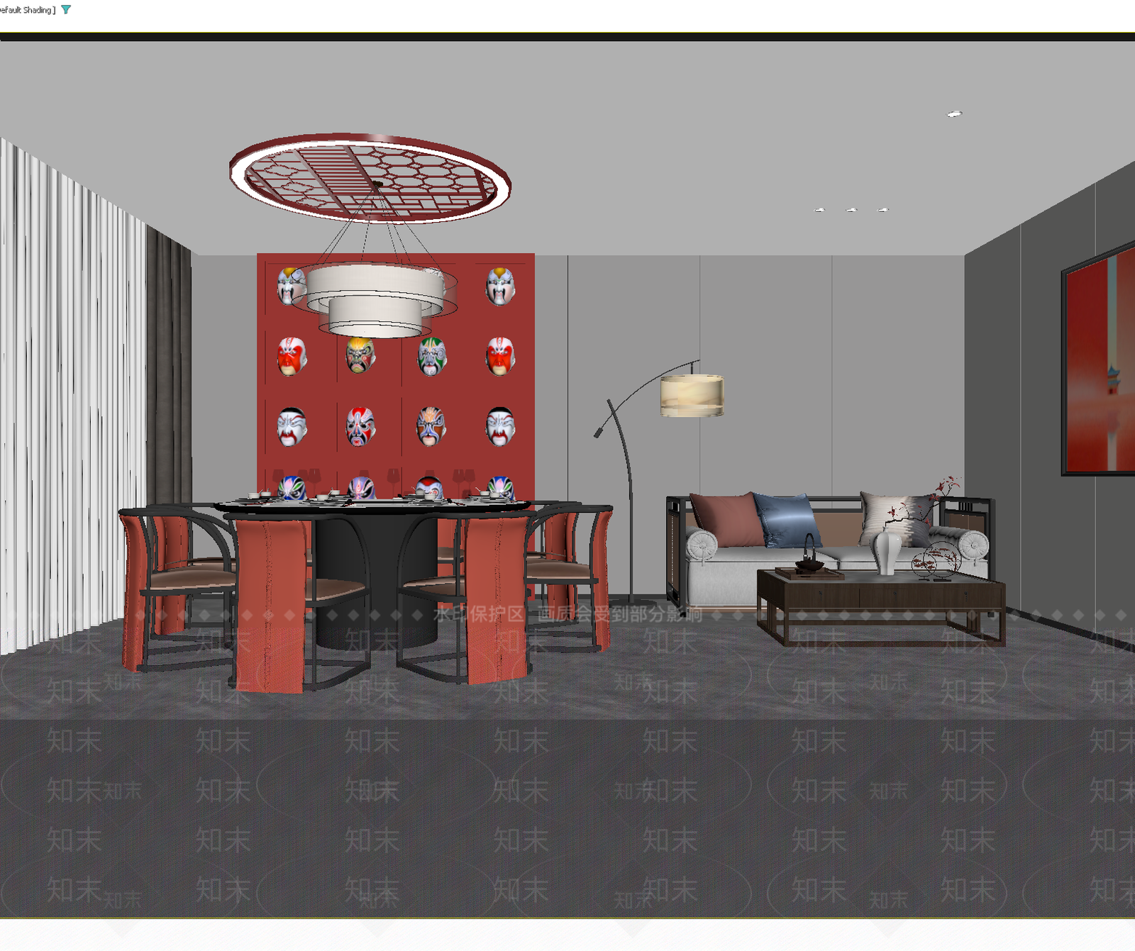 新中式客餐厅3D模型下载【ID:1214826562】