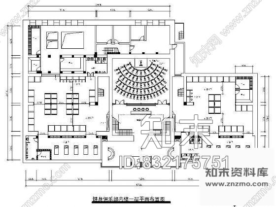 图块/节点健身俱乐部平面布置图cad施工图下载【ID:832175751】