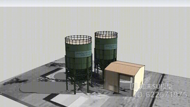混凝土搅拌站SU模型下载【ID:622571975】