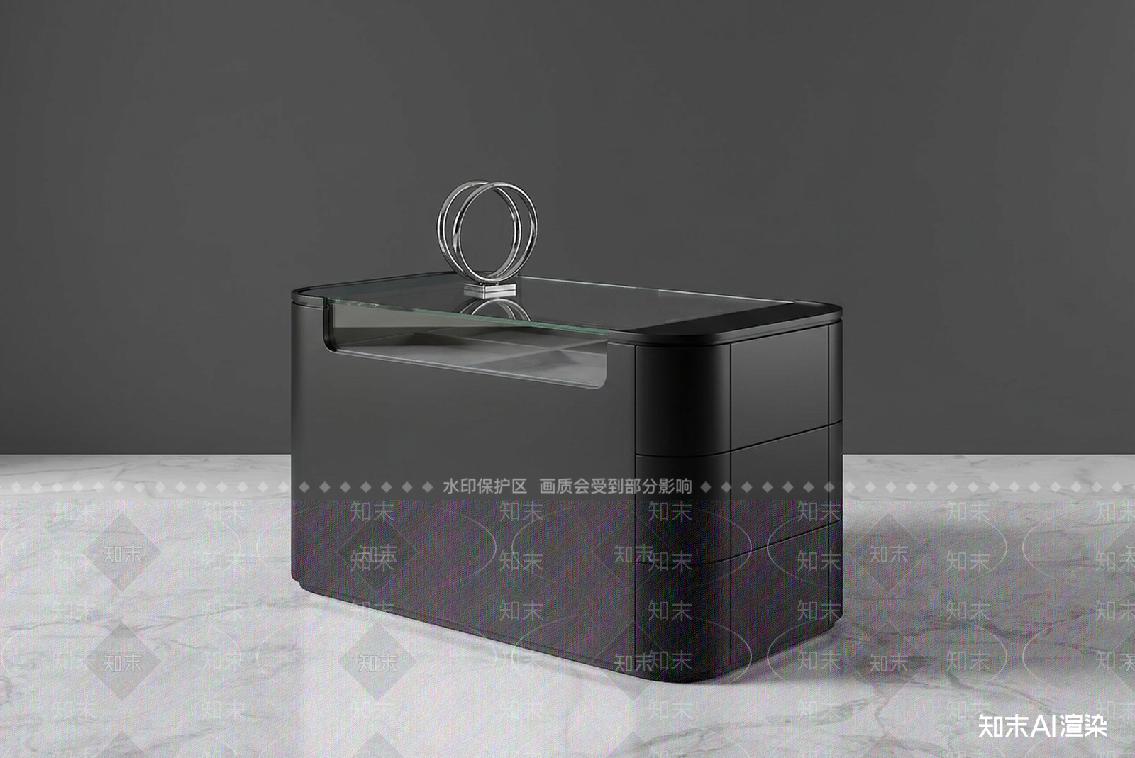 黑色梳妆岛台床头柜3D模型下载【ID:1227559029】