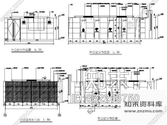 图块/节点中会议室立面设计cad施工图下载【ID:832263750】